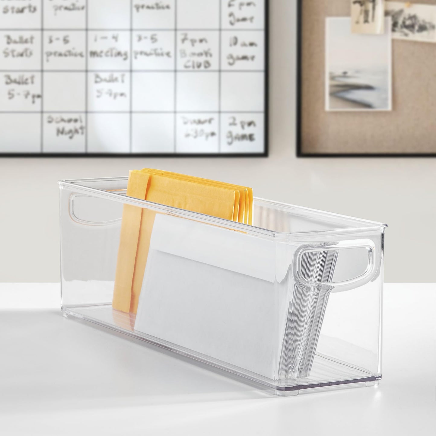 iDesign Small Stackable Storage Bins with Handles, Set of 4, Clear