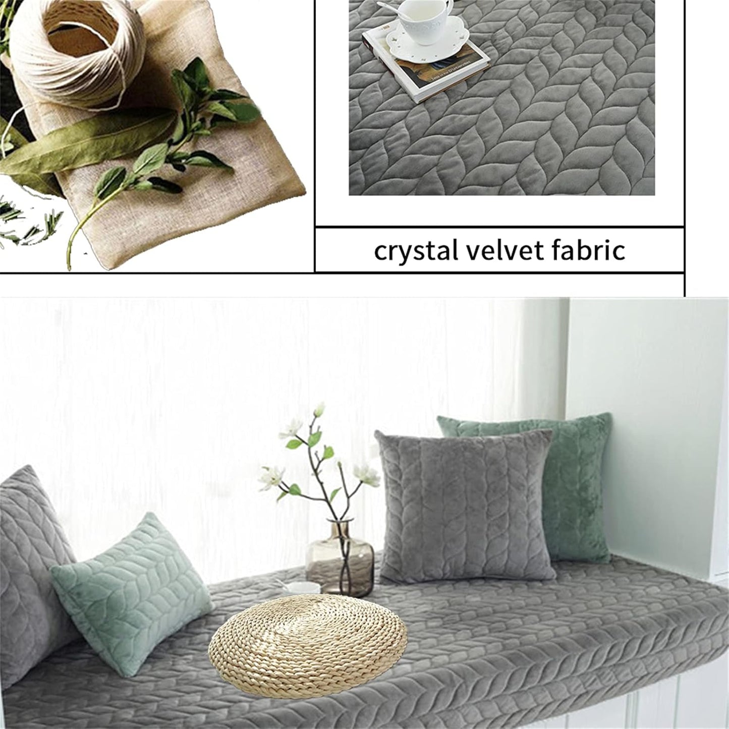 JeogYong Thick Plush Bay Window Mat, Non-Slip Crystal Velvet Cushion Pad for Indoor Tatami Sofa Decor, Modern Windowsill