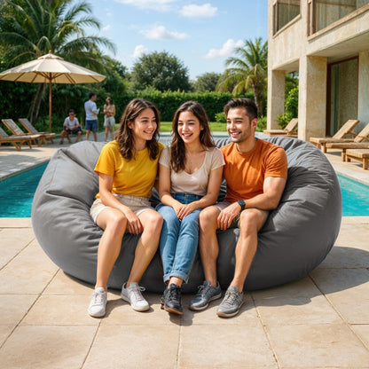 Lumaland Outdoor/Indoor Bean Bag 7ft, Water-Repellent and Fading-Resistant, Comfortable Sack Chair for Patio, Backyard, Frontyard, Deck, Garden, Swimming Pool and Home, Dark Grey