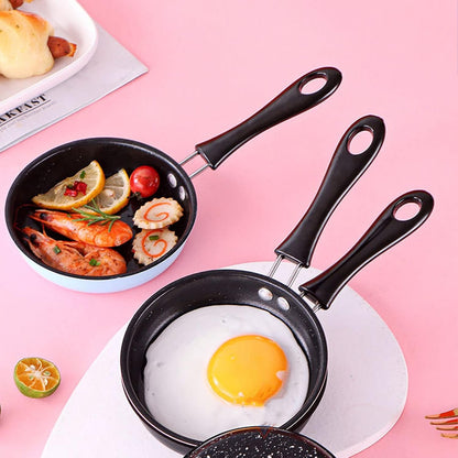 Mini Frying Pan, Stainless Steel Eggs Pancakes Induction Pot, Round Breakfast Small Fry Egg Pan with Long Handle
