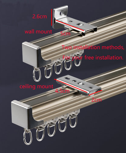 Ceiling Curtain Track Set,Room Divider Track, Shower Curtain Track Set with Hooks and All Accessories for Living Room, Bed Room, Closet and Sliding Door (champagne, For Spaces 18ft - 24ft Wide)