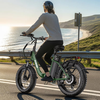 GOKEEP Electric Bike for Adults, Peak 1300W Motor, 75 Miles PAS Range, 52V 13Ah Removable Lithium Battery, Foldable Electric Bicycle, 20MPH 7-Speed Commuter Ebike, Max 330LBS, UL2849 Certified, Green