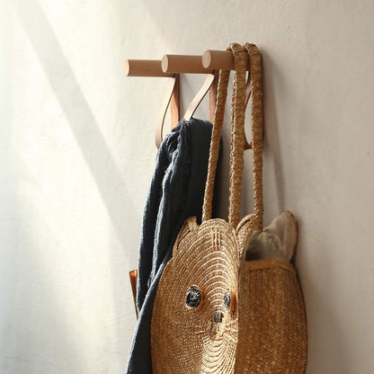 XAOMLP Wooden Coat Hooks - Wall Mounted Vintage Single Organizer Hangers, Handmade Craft Hat Rack, 3pcs