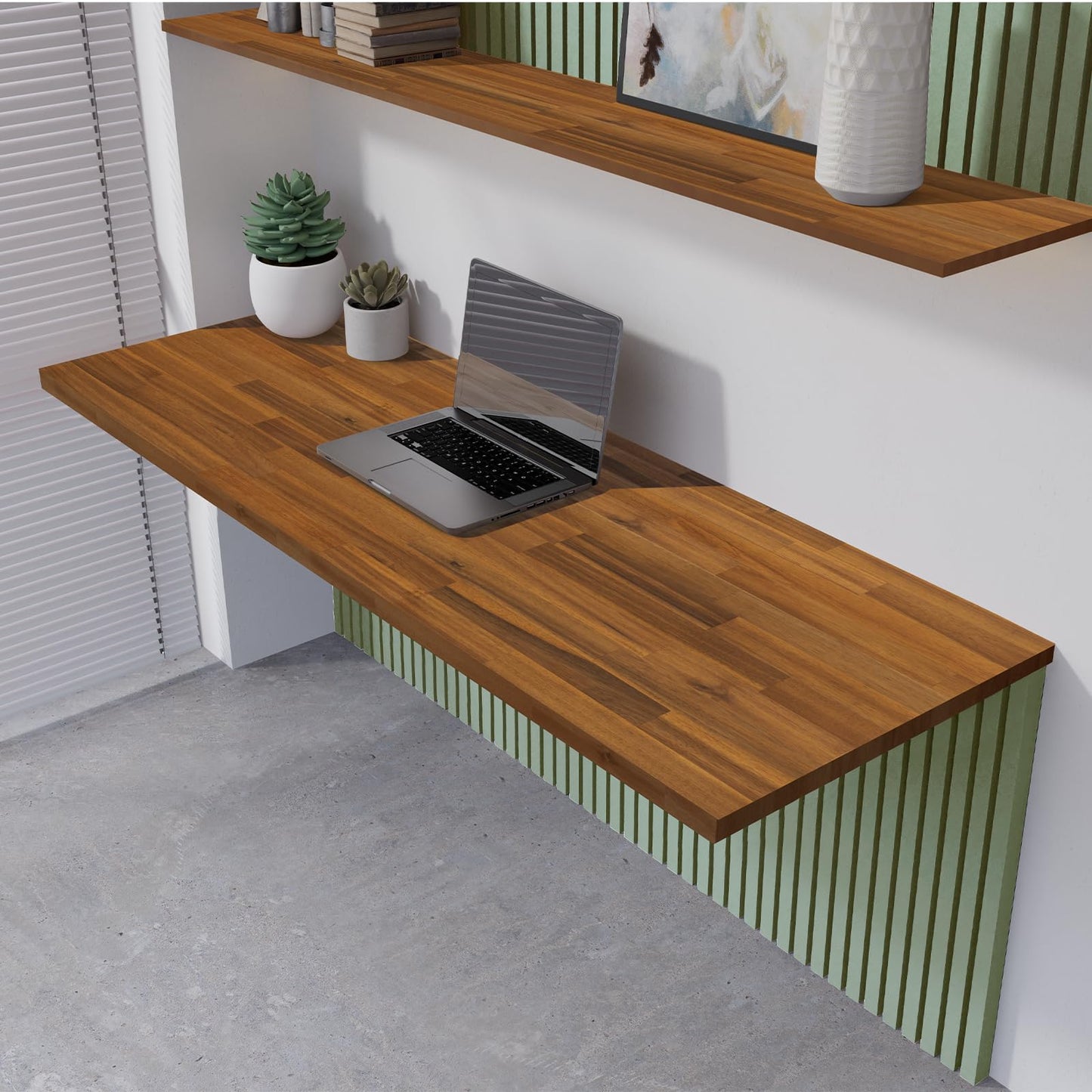 Howizz 60 x 30 in. Solid Wood Table Top, Teak Stained Acacia Desktop for Standing Desk/Office Tabletop/Countertop, 1in. Thick