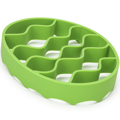 Oval Silicone Roasting Racks for Instant Pot 6Qt 8Qt & Crockpot – Non-Stick Steaming Rack Insert for Baking, Canning and Oven Use – Easy-to-Clean Flexible Design Kitchen Accessories (Green)