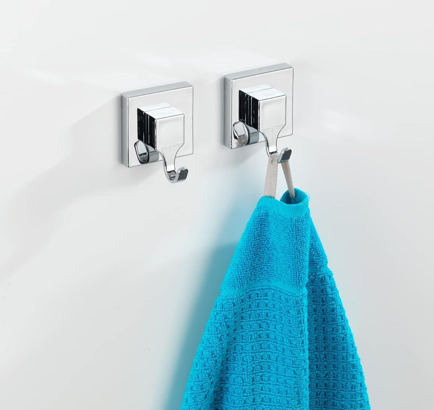Wenko "Quadro Wall Hooks with Vacuum-Loc - Silver, 2-Piece
