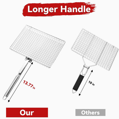 Grill Basket Extra Large,Grill Accessories for Outdoor Grill,Grilling Gifts for Men,Fish Grill Basket, Shrimp Vegetable, Veggie, Barbecue BBQ Rack, Camping Cooking, Unique Detachable Handle