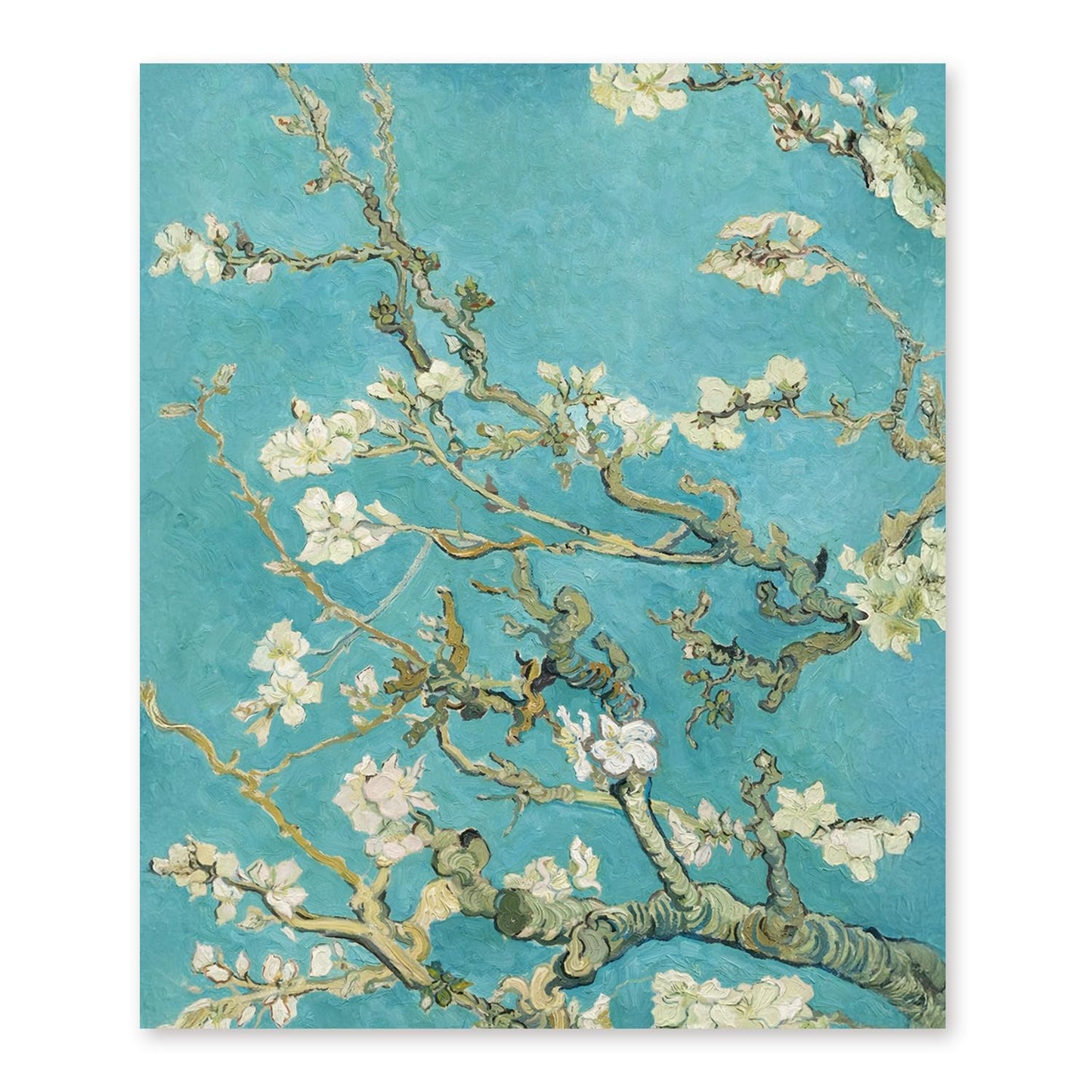 FUHYGU Diamond Painting Kit 9.8x11.8 Inches – Almond Blossom Inspired Painting, DIY Full Drill Diamond Art Kit for Adults, Classic Art Floral Wall Decor