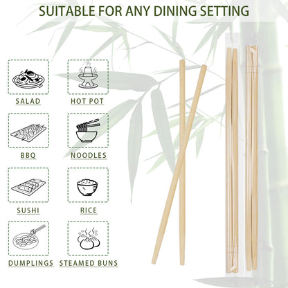 TMCCU 800 Pairs 9 Inch Disposable Bamboo Chopsticks Bulk, Individually Clear Wrapped Separated Sleeved Chopsticks Wooden for Restaurants, Noodles, Sushi, Asian Food