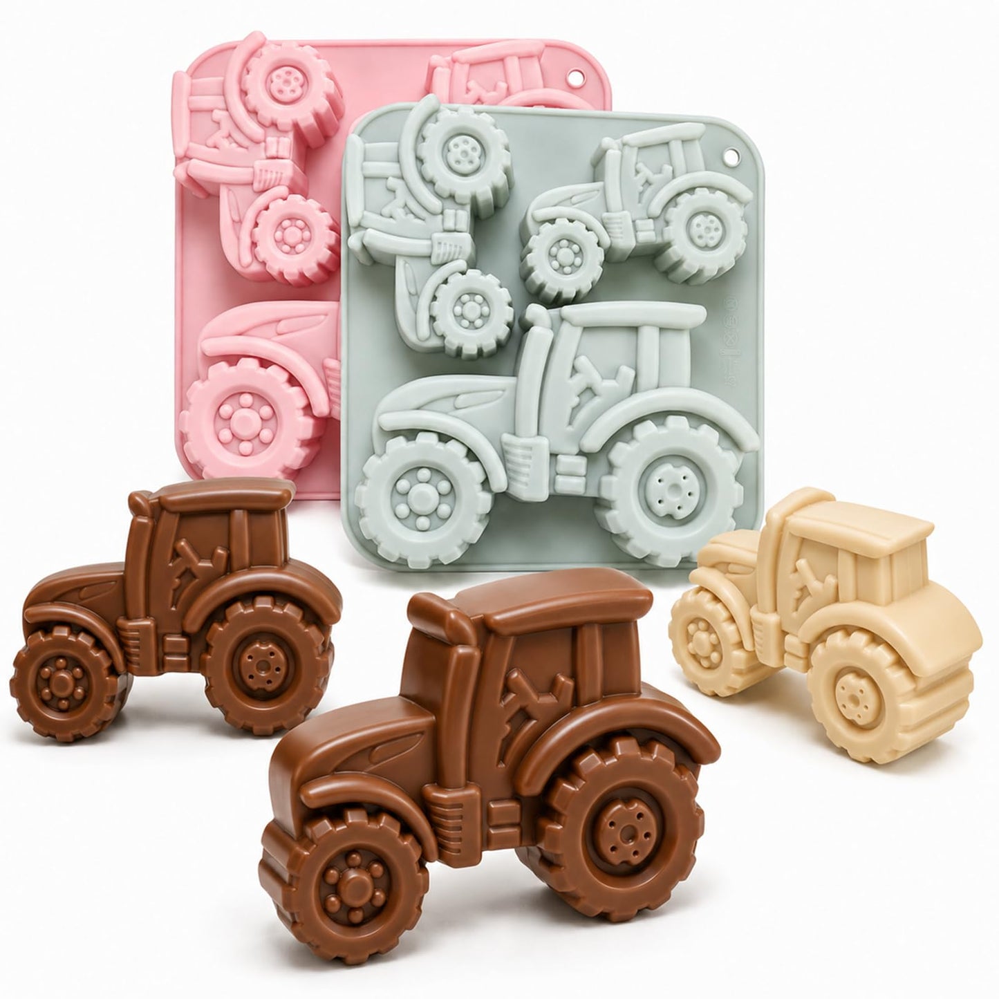 2 Pack Tractor Silicone Mold 3D Tractor Themed Silicone Molds Food Grade Non-Stick Silicone Molds Tractor Shape Cake Mold for Chocolate Candy Resin Epoxy Handmade Soap Gummy Ice Cube DIY Crafts