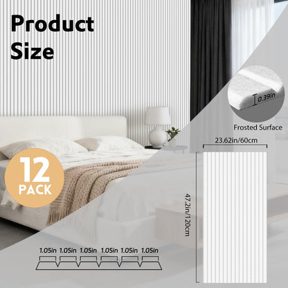 RITOLLO 12 Pack Acoustic Wall Panels, 47.2X23.6X0.4 inch Decorative Self-Adhesive Soundproof Panels, Sound Dampening Panels for Home Studio Office, White(White,12)