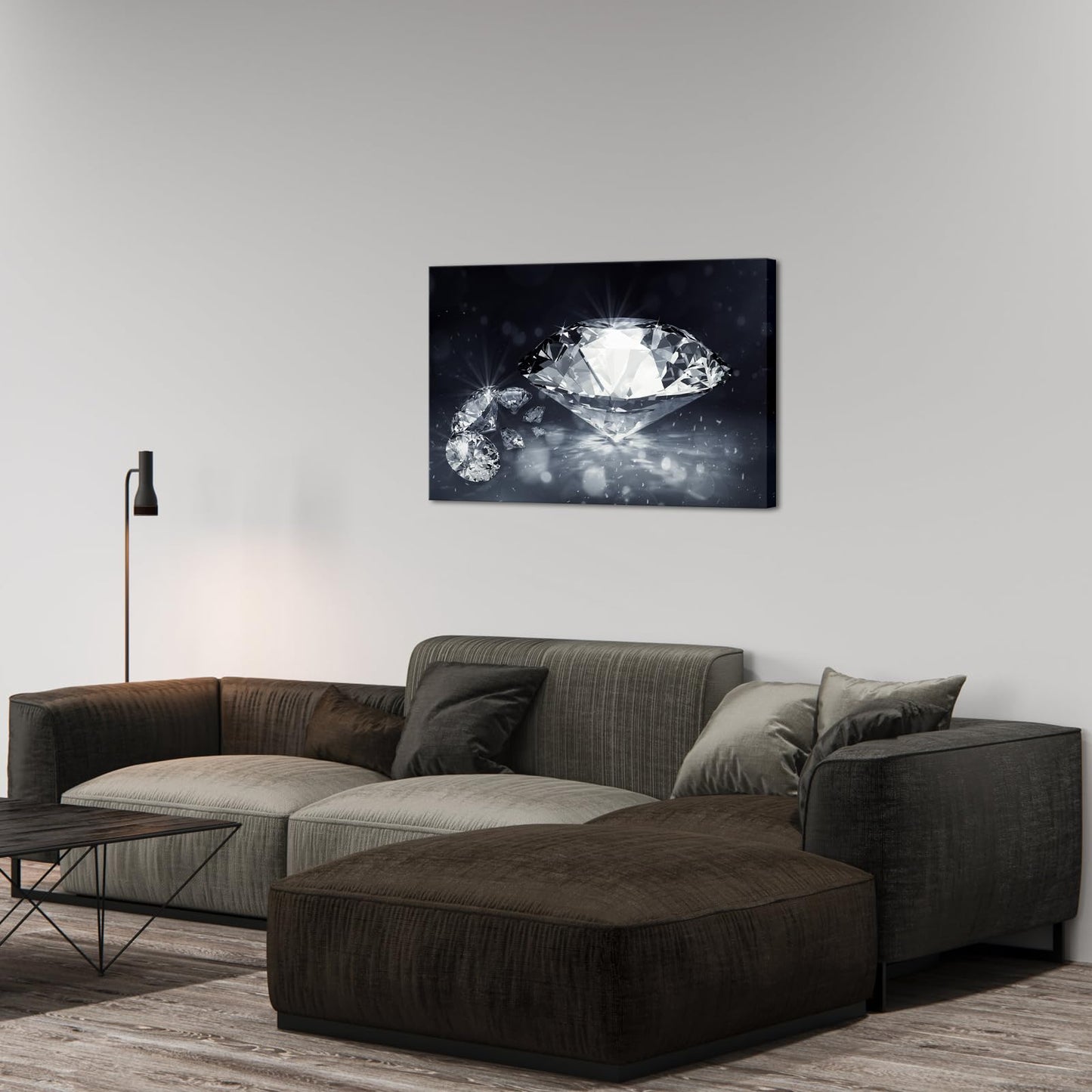 Biuteawal Diamond Wall Art Black White Canvas Print Shining Diamonds Painting Fashion Picture Modern Artwork Home Decor for Living Room Bedroom Bathroom Framed Ready to Hang