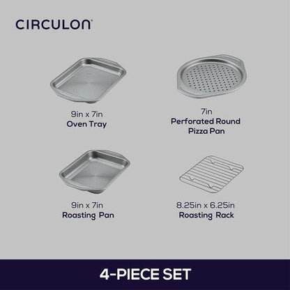Circulon Total Bakeware Nonstick Pizza Pan Baking Set - 4-Piece Toaster Oven Essentials