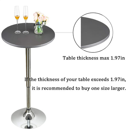 24 Inch JISEN Cocktail Waterproof Round Table Topper Cap Polyester Fitted Stretchable Tablecloth Cover D-Black
