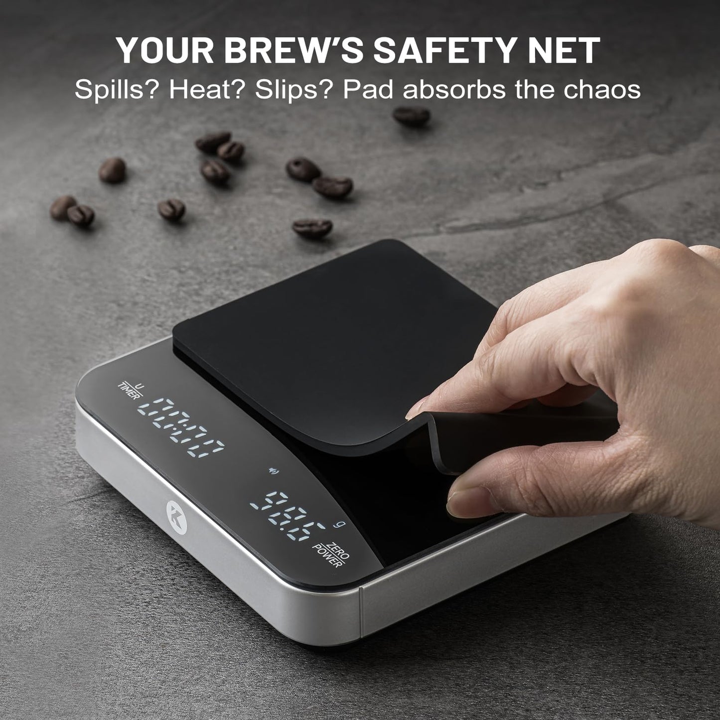 KitchenTour CaféMetric Coffee Scale with Timer 0.1g/2000g - Precision Small Scale for Espresso & Pour Over - Mini Scale with LED Display Recharge Black