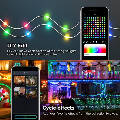 WS2812B 6.5FT IP65 Smart Fairy String Lights RGB IC IC USB Bluetooth Twinkle with Timer and Remote, Music Sync Funny