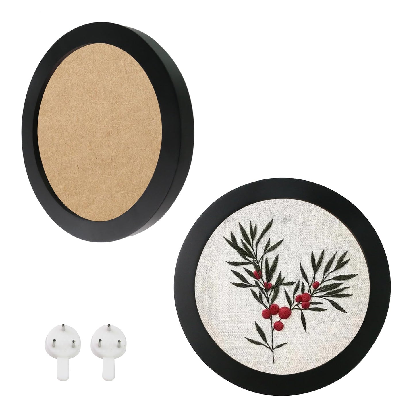 Crapyt 2 PCS Embroidery Frame Wood Embroidery Frame Round Cross Stitch Hoop for Cross Stitch and Artwork Displays 8.15" Finished Cross Stitch Hoop Frame