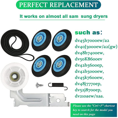Samsung Dryer Parts Replacement Kit DV45H7000EW A2 DV42H5000EW A3 Roller Belt Idler Pulley Tension Spring