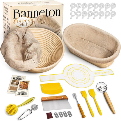 Skiennix Sourdough Starter Kit - Complete Bread Baking Set with Proofing Baskets & Tools