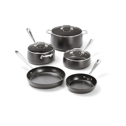 All-Clad HA1 Hard Anodized Nonstick (8-Piece) Pots and Pans Set Non Stick Cookware Sets, Oven Broiler Safe 500F, Black