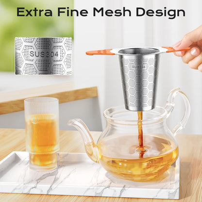 CTIANWXY Tea Infuser for Loose Leaf Tea,18/8 Stainless Steel Tea Infuser with Heat Proof Silicone Handles,Extra Fine Mesh Tea Strainers Filter Fine Tea Leaves Effectively,Fits TeaPots/Mugs-4Pack