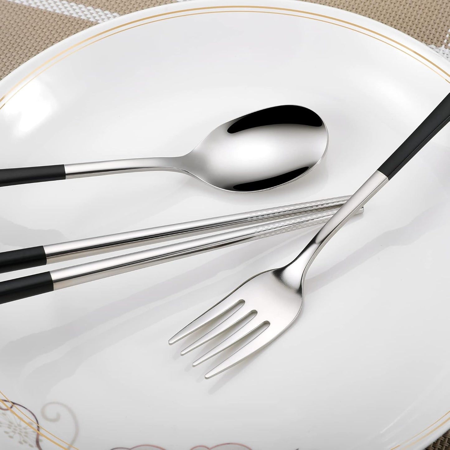 Travel Cutlery Set - 18/8 Stainless Steel Reusable Utensils Set with Case, Portable Silverware Lunch Box for Camping