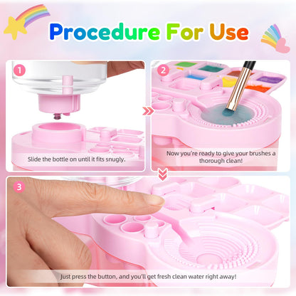 Paint Brush Cleaner Tool - Brush Washer Painting Station, Paintbrush Cleaners Water Dispenser Circulation, Art Acrylic Cleaning Watercolor Rinser for Kids Adult Artist