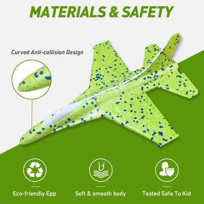 CRILARY 3 Pack Airplane Launcher Toys for Kids, 13.2'' LED Foam F-15 Fighter Jet & Glider, 2 Flight Modes Catapult Plane Outdoor Flying Toy, Easter Birthday Gifts for Boys Girls Ages 4-12