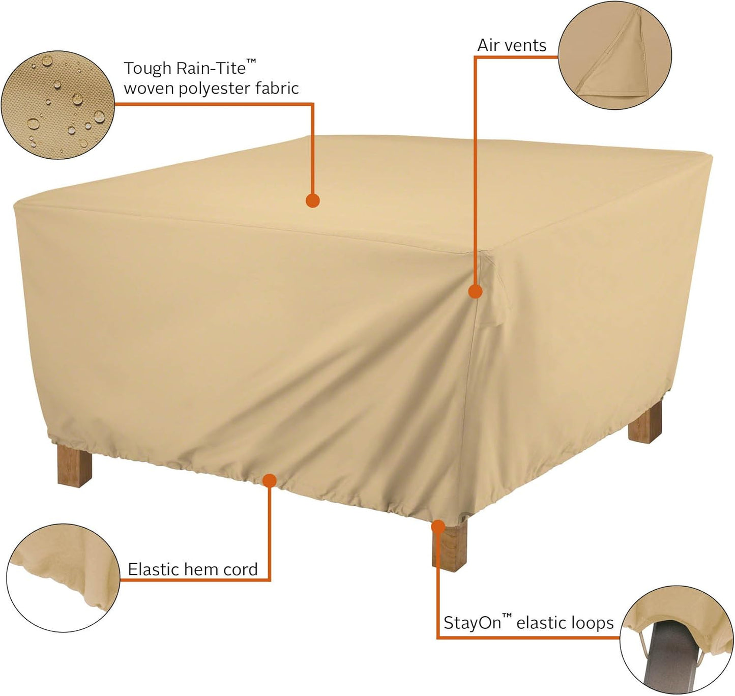 21 Inch Classic Accessories Terrazzo Water-Resistant Square Ottoman/Coffee Table Cover, Outdoor Ottoman Cover