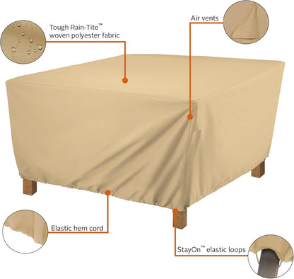 21 Inch Classic Accessories Terrazzo Water-Resistant Square Ottoman/Coffee Table Cover, Outdoor Ottoman Cover