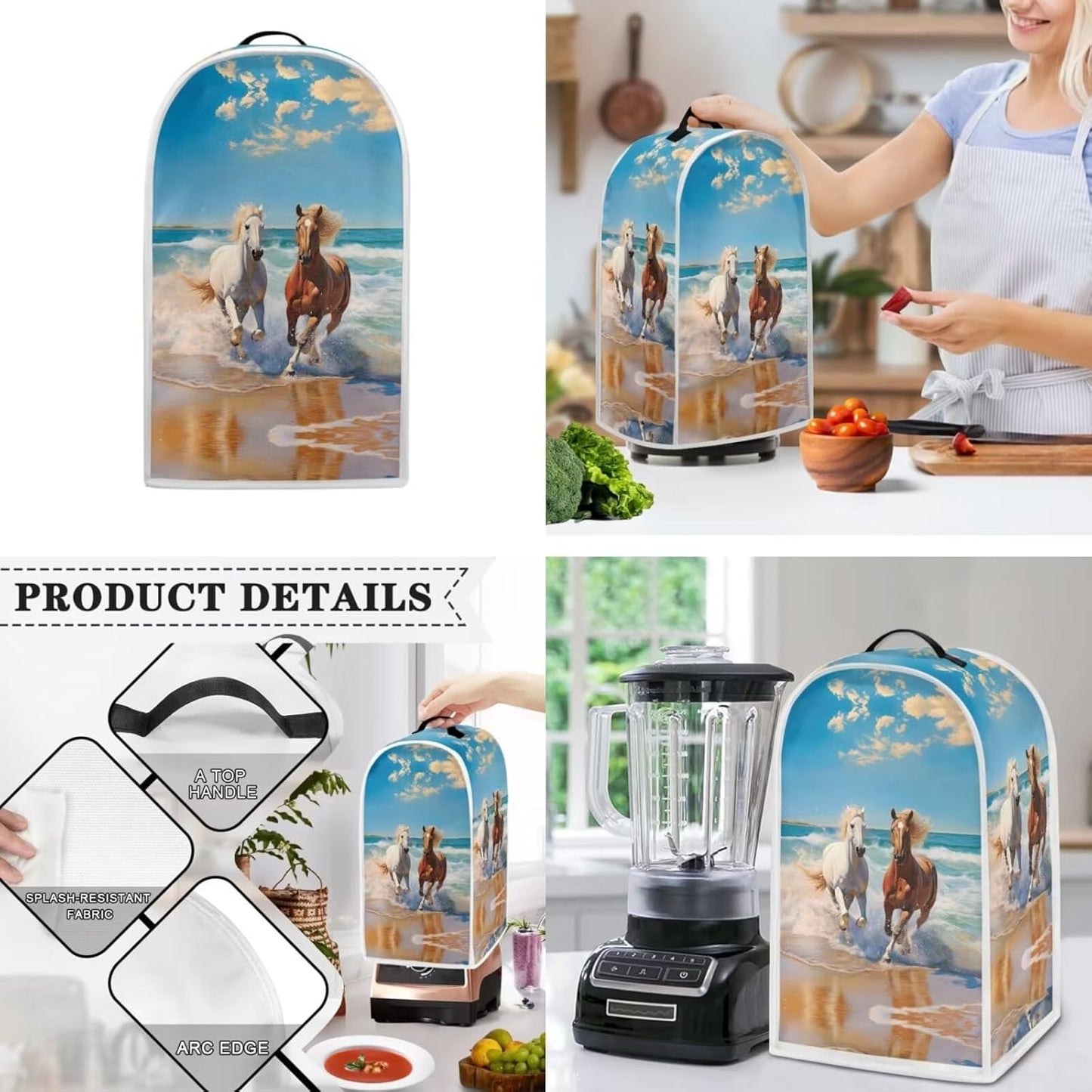 Sea Horse Toaster Covers, 2 Slice Anti Dust Cover for Most Standard Toasters and Kitchen Accessories