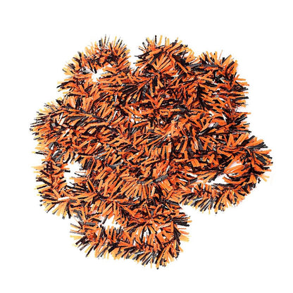 Halloween Tinsel Garland - 66 Ft Shiny Metallic Tree Garland Glitter Tinsel Hanging Twist Hanging Decorations for Halloween Party Holiday Supplies (Orange,Black)