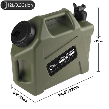 COOZMENT 3.2G (12L) Portable Water Jug with Spigot, BPA Free Green Storage Tank for Camping, Hiking, Emergencies