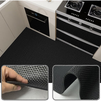 LC0908 PVC Drainage Floor Mat Non-Slip Commercial Wet Area Mat for Outdoor and Indoor Restaurant Kitchen Bar Swimming Pool Splash Matting Water Drain Flooring Mat (Black, 4FTX16.4FT)