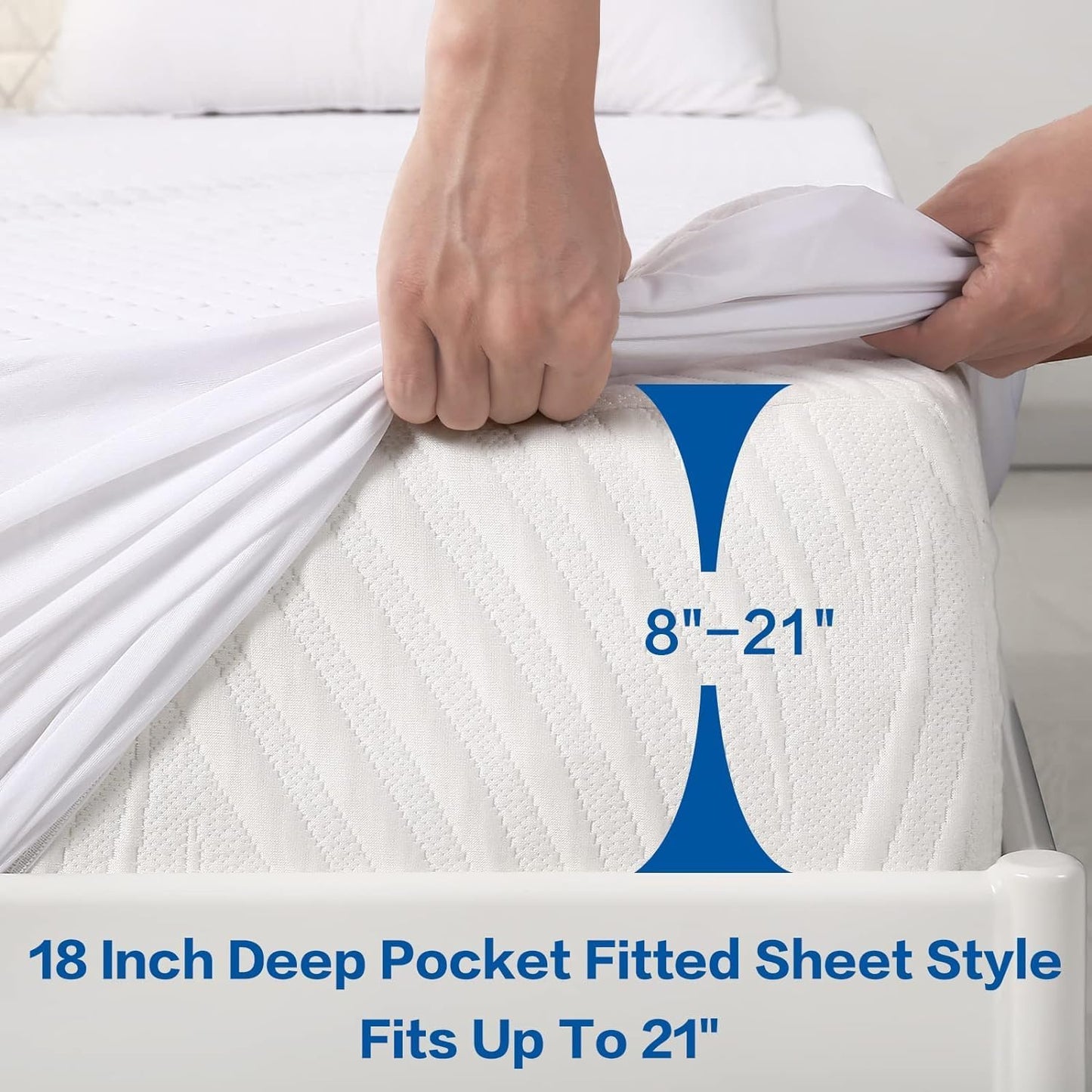 MERITLIFE Premium 100% Waterproof Mattress Protector Twin XL Size, Cooling Breathable Cover with 8-21" Extra Deep Pocket