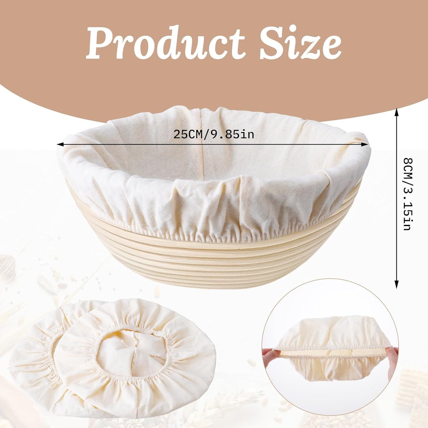 2 Pcs Bread Proofing Basket Cloth Liner, Oval Baking Dough Sourdough Baskets Cover Proofing Cloth for Home Baking -