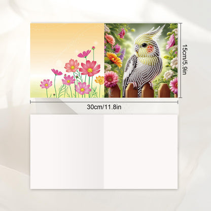 JISHSHAY 8 PCS Diamond Art Greeting Cards Bird Diamond Painting Birthday Cards Animal Gem Art Bird Gem Painting Mosaic Kits for Adults for Thanksgiving Anniversary Valentine Graduation All-Occasion