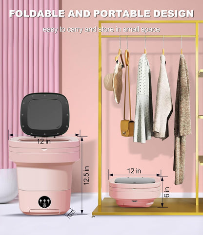 Mini Washing Machine 11L, Portable Washer with 3 Modes for Deep Cleaning Underwear, Baby Clothes, or Socks (Pink)