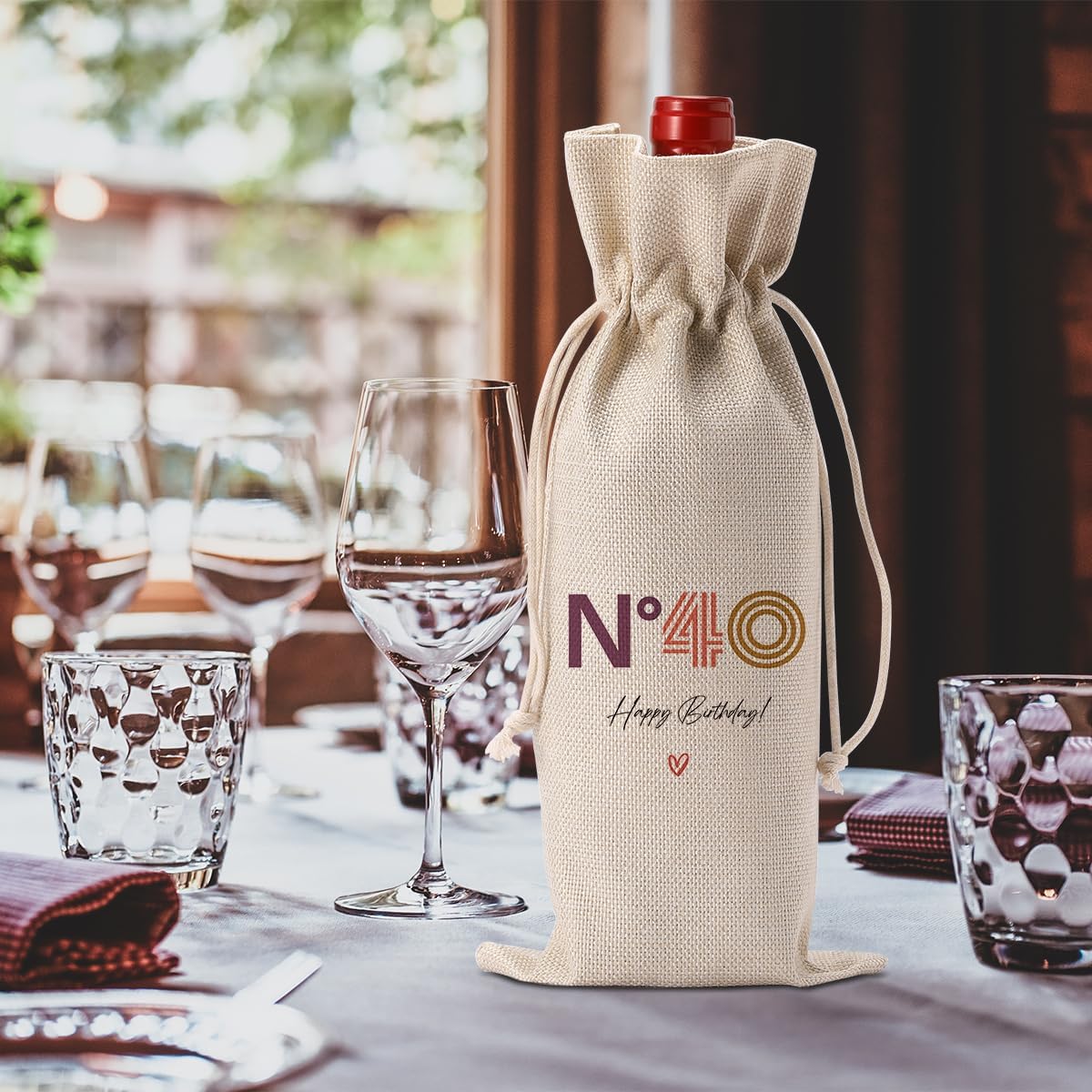 Happy 40th Birthday Wine Bag, Unique Gifts for Women & Men, Cool 40 Year Old Birthday Party Decorations