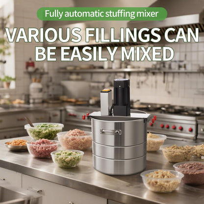 Multifunctional Stuffing Mixer, 33Lbs Automatic Dry and Wet Food Mixer, 110V 400W Stainless Steel Stirring Machine For Various Fillings, Dumpling Stuffing, Salads, Dry Powders, Commercial Food Mixer