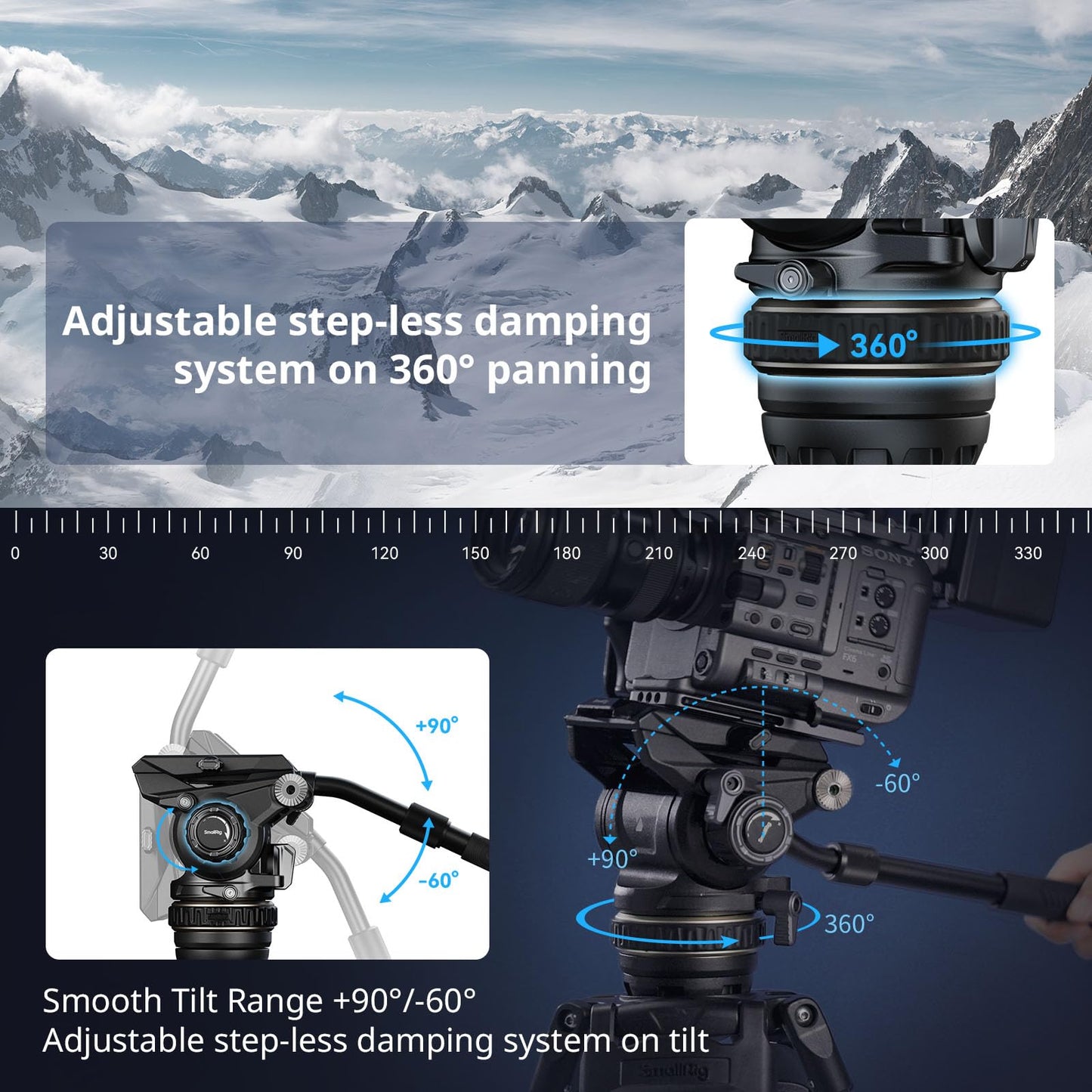 SmallRig AD-120 FreeBlazer Counterbalance Carbon Fiber Video Tripod Kit, 77" Video Tripod with 6-Step Counterbalance, Adjust Step-Less Damping on Pan/Tilt, Dual-Mode QR Plate, Max Load 17.6lbs-4463
