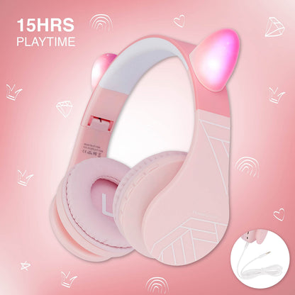 PowerLocus Bluetooth Headphones for Kids, Wireless Foldable Headphones Over Ear, Headphone with Microphone, 85DB Volume Limit, Wireless and Wired Headset with Micro SD, FM for Cellphones, Tablets, PC