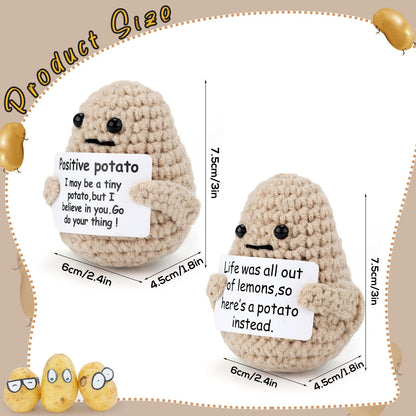 TOYMIS 2pcs 3inch Mini Funny Positive Life Potato, Interesting Knitted Wool Potato Doll Creative Cute Funny Knitted