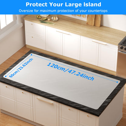 YOFUGA Silicone Mats for Kitchen Counter 47.2"x23.6"x0.08”, Largest Heat Resistant Mats for Countertop, Kitchen Island Silicone Protector Placemats Nonslip Extra Large Counter Mat (Translucent)