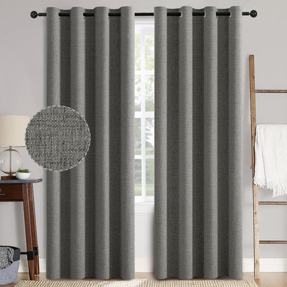 MIULEE 90-Inch Dark Grey Blackout Curtains - 100% Thermal Insulated Grommet Panels | Luxury Room Decor (2 Panels)