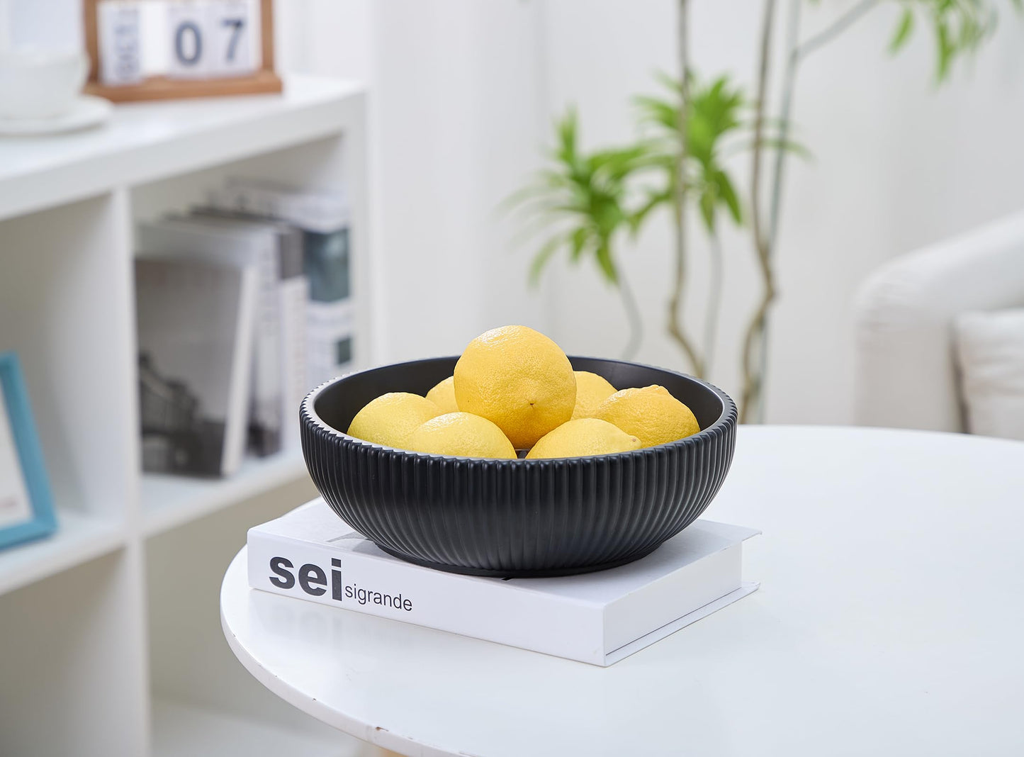 Aotea Crafts - Concrete Black Fruit Bowl for Kitchen Counter - Decorative Modern Industrial, Minimalist Fruit & Centerpiece Bowl - Sealed & Durable - Handcrafted -10 inch