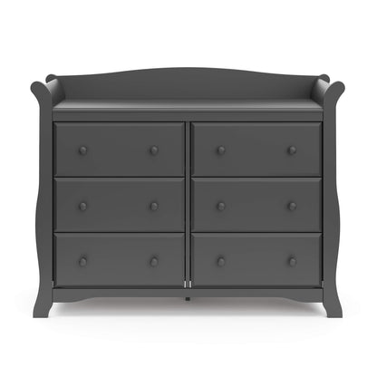 Storkcraft Avalon 6 Drawer Double Dresser (Gray) – Nursery Dresser for Kids Bedroom, Chest of Drawers