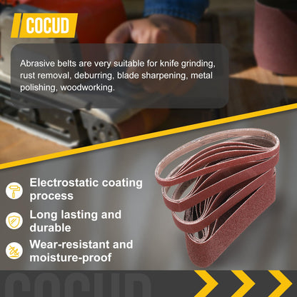 CoCud 1 x 42 Inch Sanding Belt, 10 Pcs 60 Grit Knife Sharpener Belts Work Sharpening for Belt Sander Knife Carving Tool Metal Working