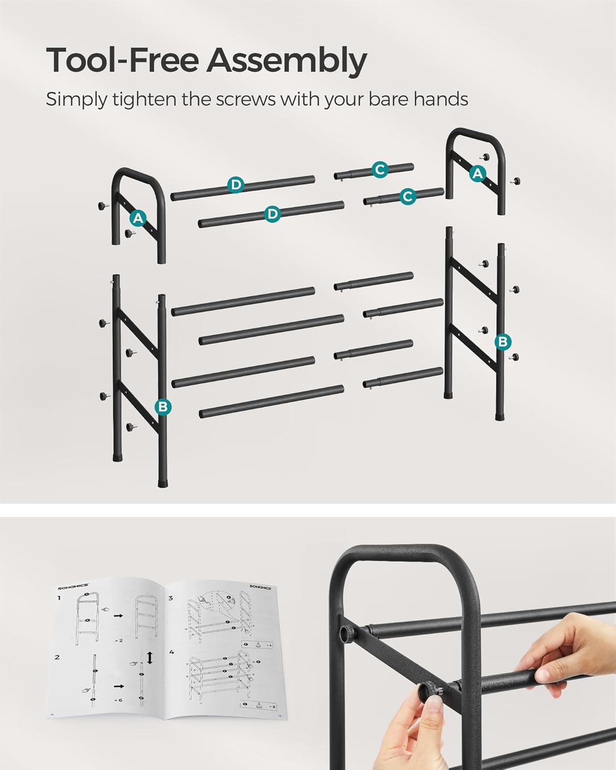 3 20 Closet, SONGMICS Expandable Shoe Rack, Tier Shoe Rack Shelf, Adjustable Shoe Organizer Storage for Pairs of Shoes