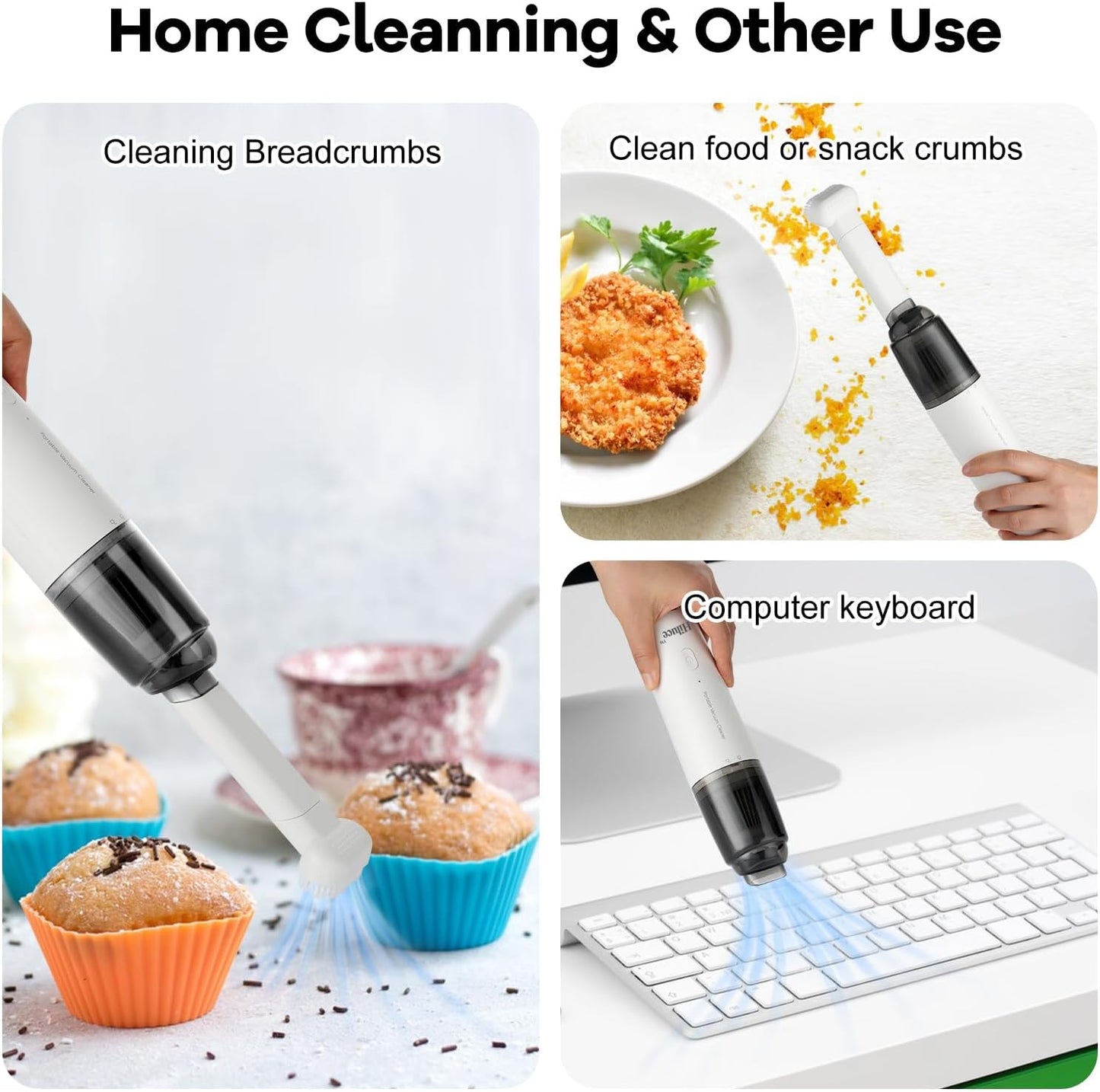 Handheld Car Vacuum Cleaner, Portable Cordless with 9000 Pa, USB Rechargeable, Lightweight